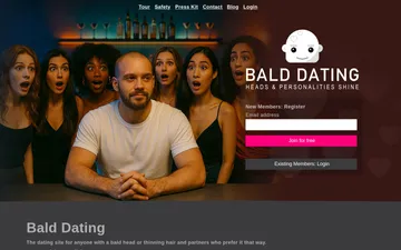 Screenshot of the Bald Dating website