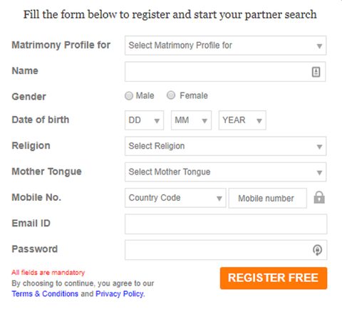 Bharat Matrimony SignUp