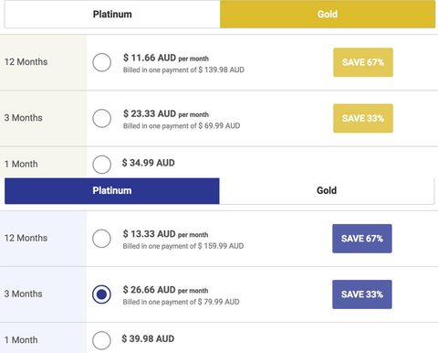 Screenshot of the BlackCupid prices