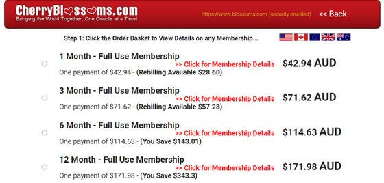 Screenshot of the Blossoms prices