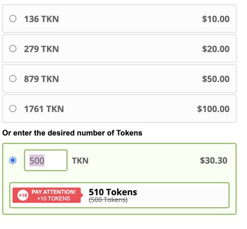 Screenshot of the Bongacams prices