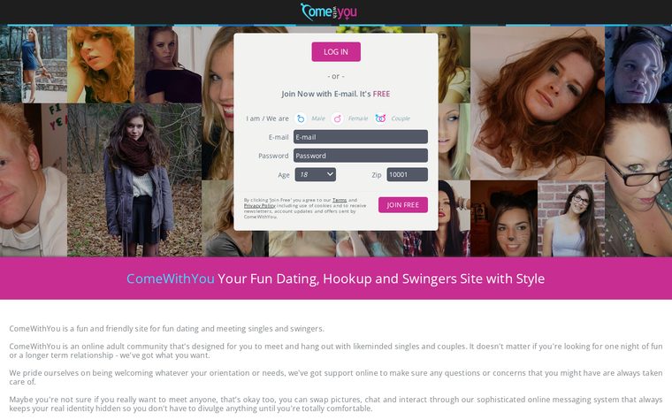 Screenshot of the ComeWithYou website