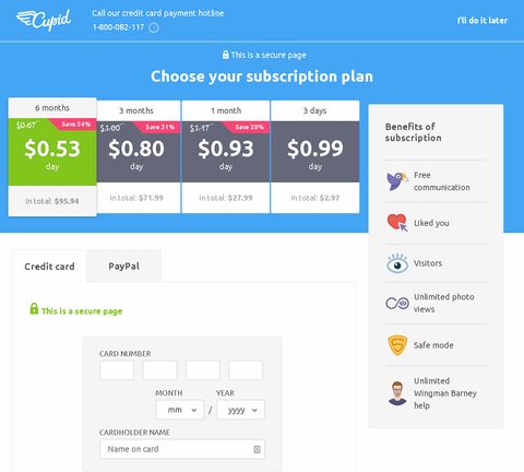 Screenshot of the Cupid prices