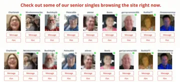 Screenshot of the Dating For Seniors website