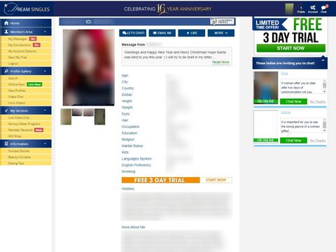 DreamSingles Member Profile Female
