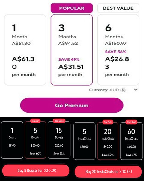 Screenshot of the Dua.com prices