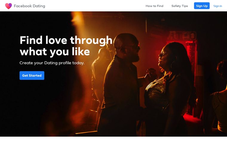 Screenshot of the Facebook Dating website