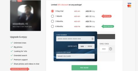 Screenshot of the Flirt prices