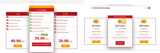 Screenshot of the Flirtfair prices