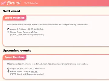 Screenshot of the Flirtual website