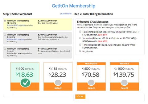 Screenshot of the Get It On prices
