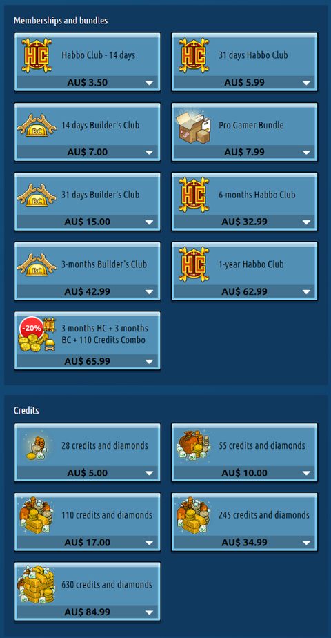 Habbo Prices Aus