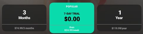 Screenshot of the Hily prices