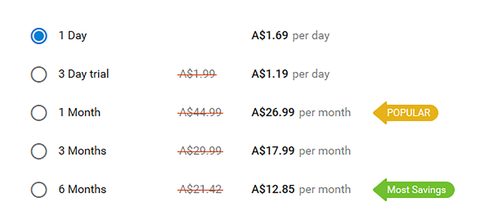 Screenshot of the IAmNaughty prices