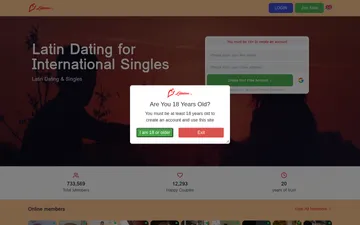 Screenshot of the LatinLove website