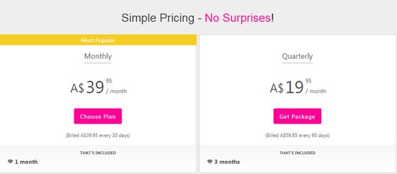 Screenshot of the Lov prices
