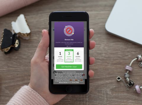 Screenshot of the MeetMe! prices