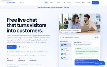 Screenshot of the MyLiveChat website
