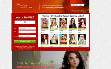 Screenshot of the Russian Brides website