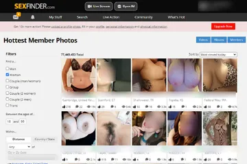 Screenshot of the Sexfinder website