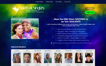 Screenshot of the Spiritual Singles website