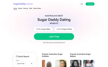 Screenshot of the SugarDaddy.com.au website