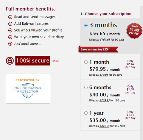 Screenshot of the The Cougar Lounge prices