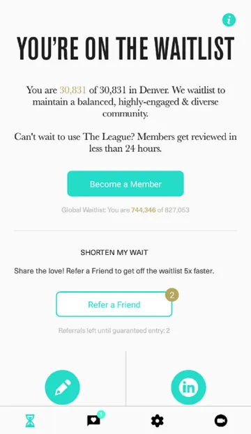 Screenshot of the The League website