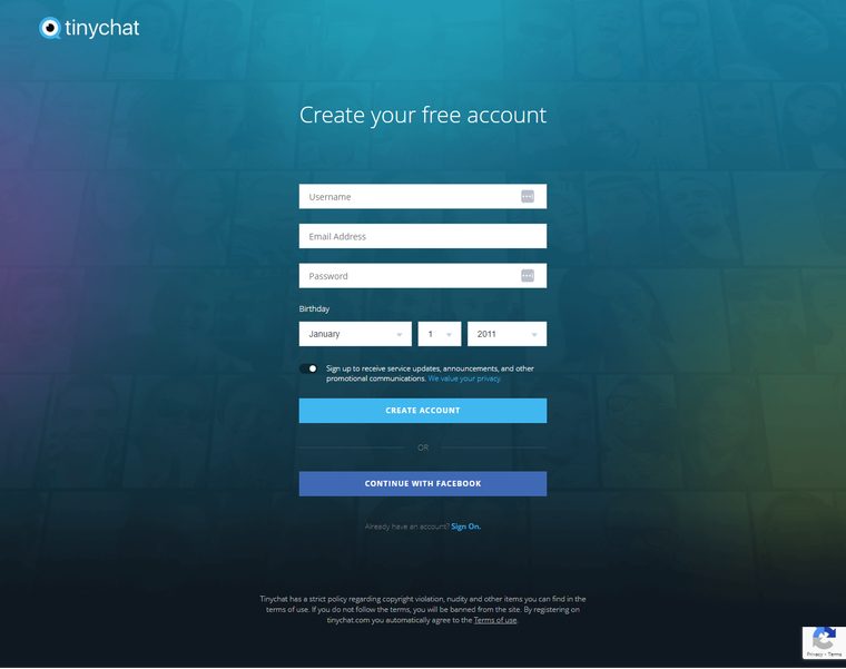 signing up