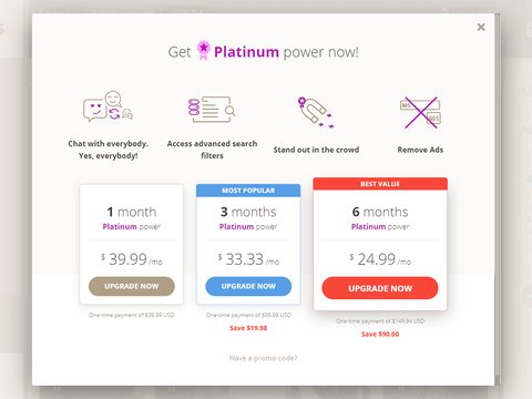 Screenshot of the Turkish Personals prices