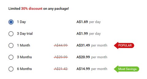 Screenshot of the WantMatures prices