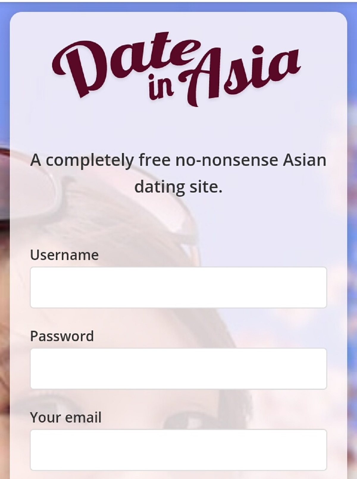 Asian dating site login in