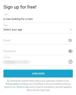 GaysTryst Sign Up