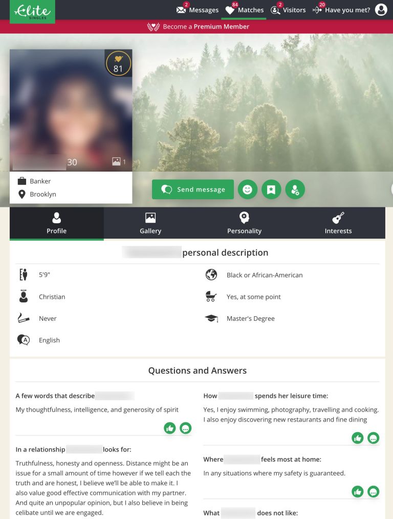 Elitesingles Review Profile