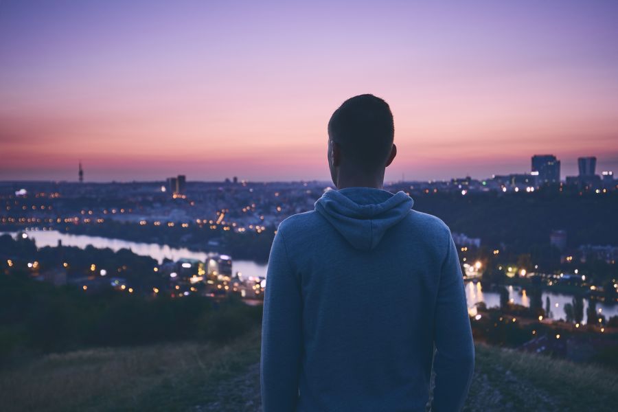 friendzone man looking over the city