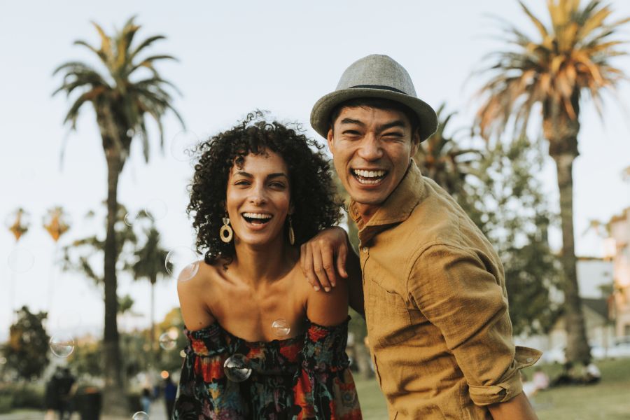 Interracial Dating Couple Happy